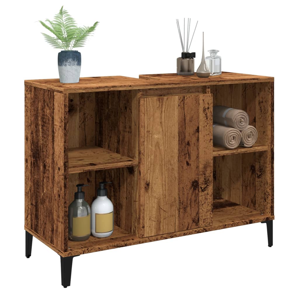 Mobile Lavabo Legno Antico 80x33x60 cm in Legno Multistrato