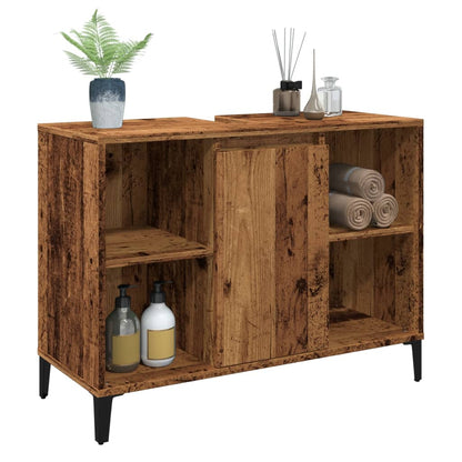 Mobile Lavabo Legno Antico 80x33x60 cm in Legno Multistrato