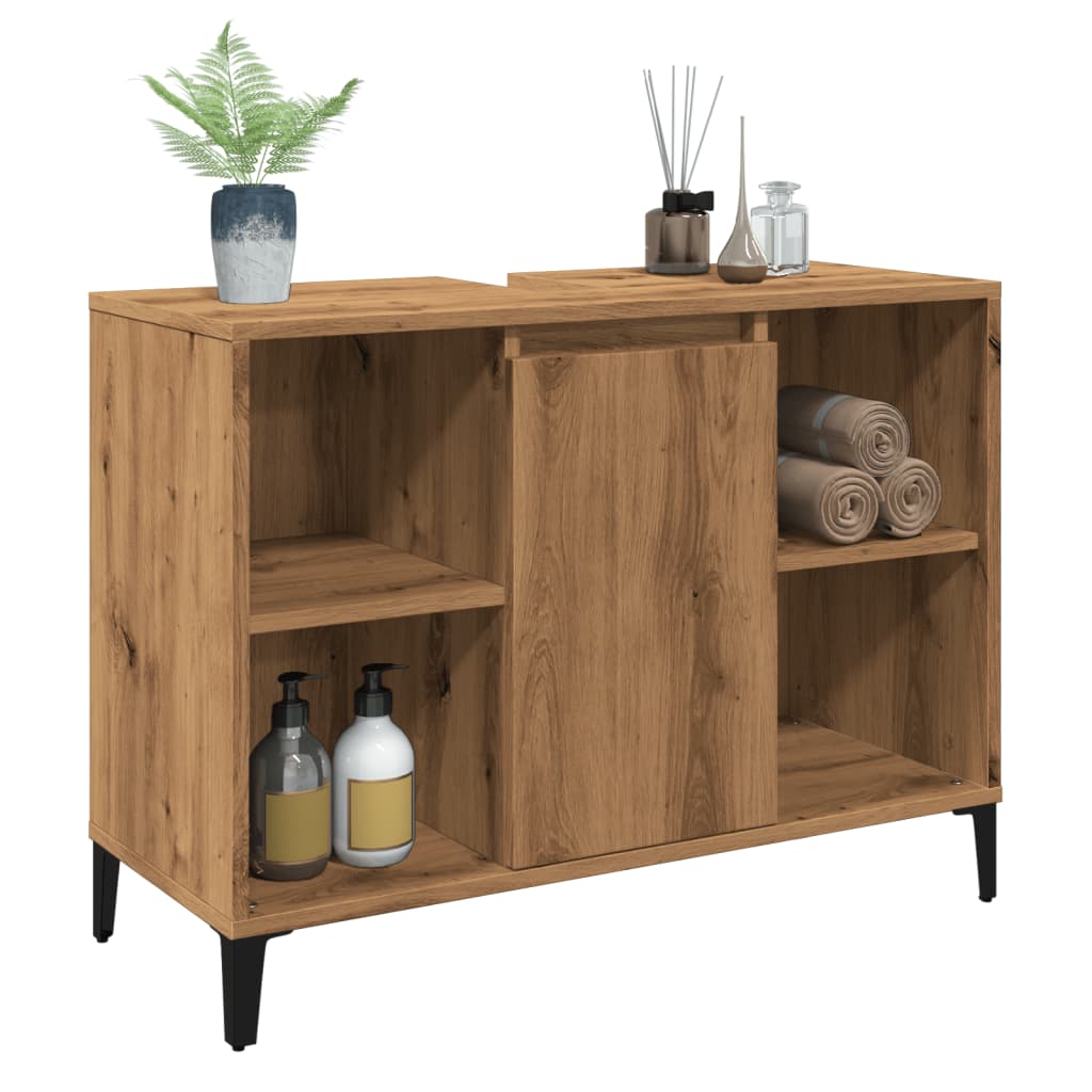 Mobile Lavabo Rovere Artigianale 80x33x60 cm Legno Multistrato