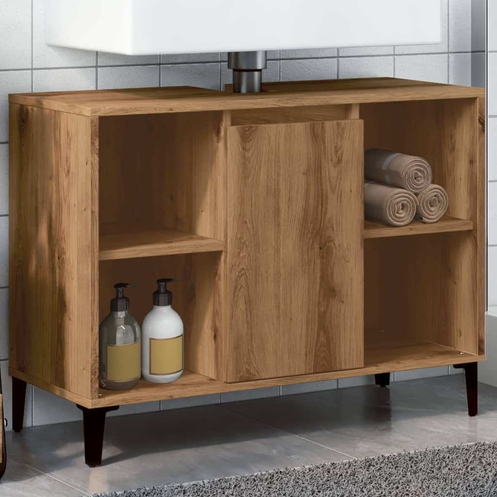 Mobile Lavabo Rovere Artigianale 80x33x60 cm Legno Multistrato