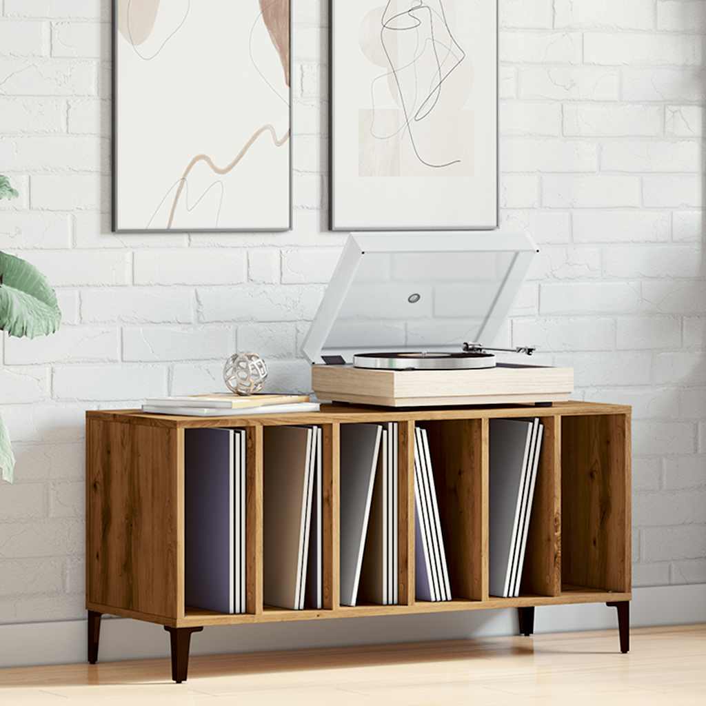 Mobile Porta Dischi Rovere Artigianale 100x38x48 cm Multistrato