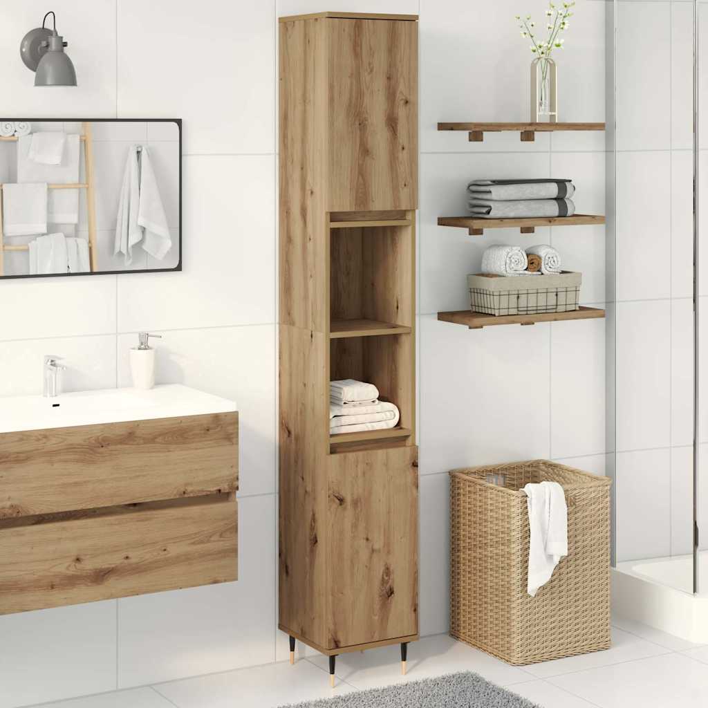 Armadietto Bagno Rovere 30x30x190 cm Legno Multistrato