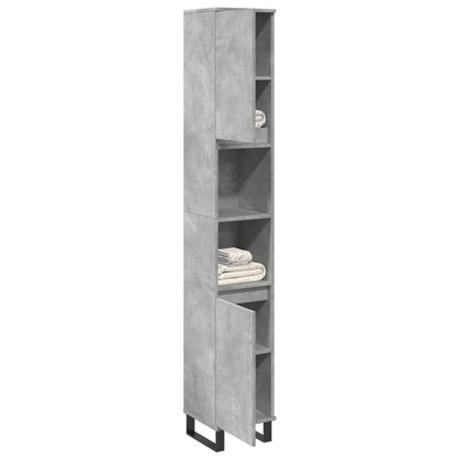 Armadietto Bagno Grigio Cemento 30x30x190 cm Legno Multistrato