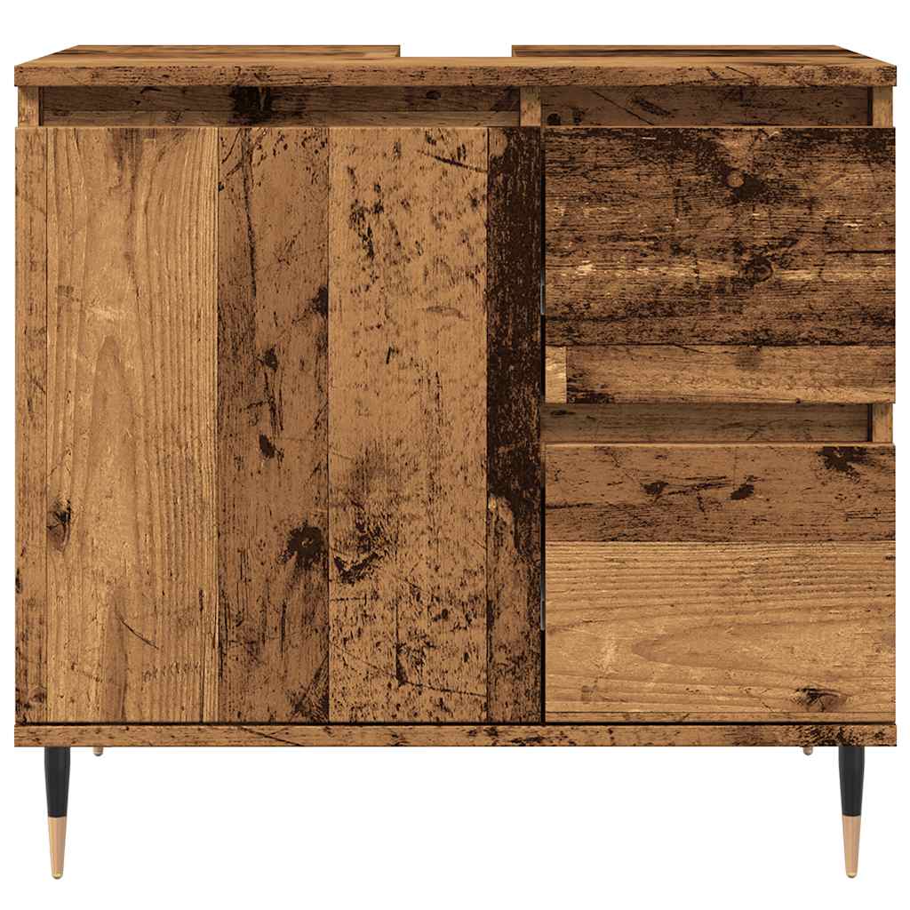 Armadietto da Bagno Legno Antico 65x33x60 cm in Truciolato