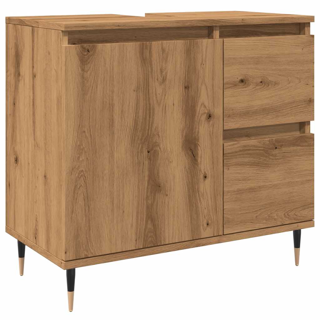Armadietto da Bagno Rovere Artigianale 65x33x60cm in Truciolato