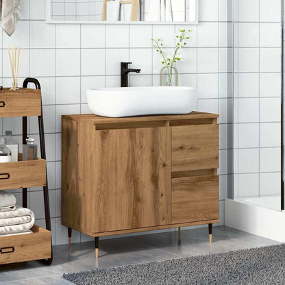 Armadietto da Bagno Rovere Artigianale 65x33x60cm in Truciolato