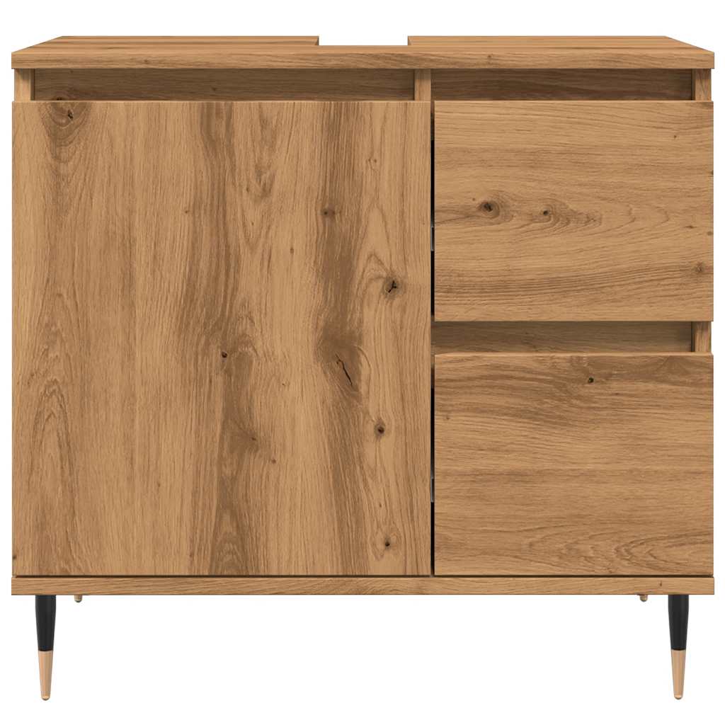 Armadietto da Bagno Rovere Artigianale 65x33x60cm in Truciolato