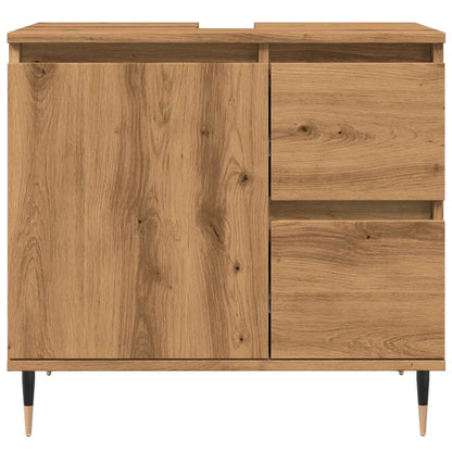 Armadietto da Bagno Rovere Artigianale 65x33x60cm in Truciolato