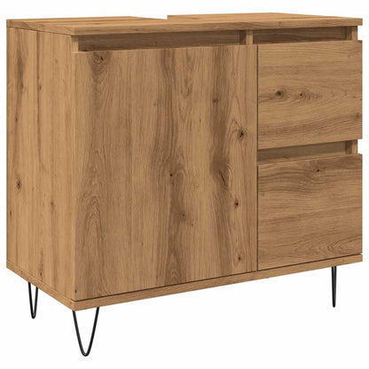 Armadietto da Bagno Rovere Artigianale 65x33x60cm in Truciolato