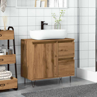 Armadietto da Bagno Rovere Artigianale 65x33x60cm in Truciolato