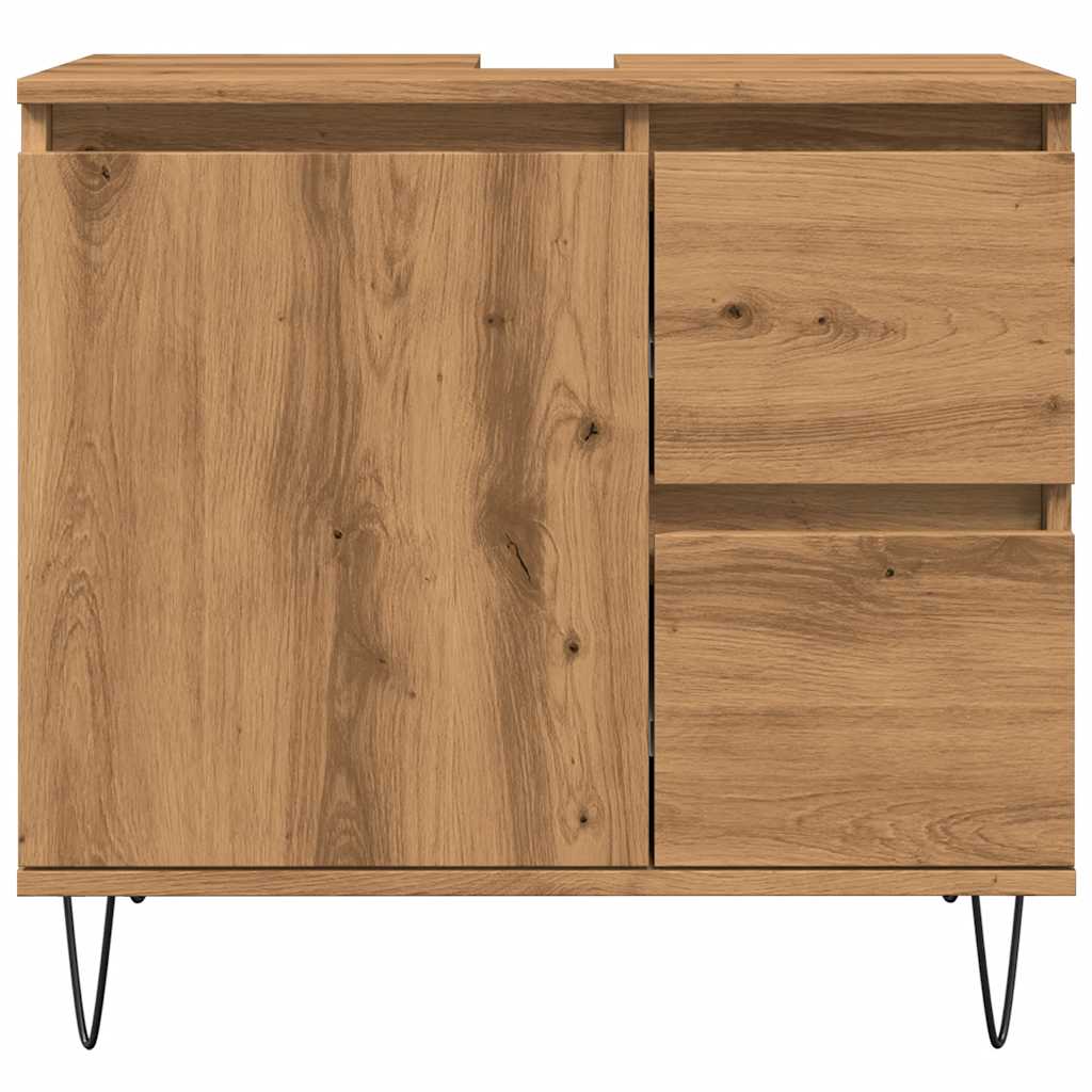 Armadietto da Bagno Rovere Artigianale 65x33x60cm in Truciolato
