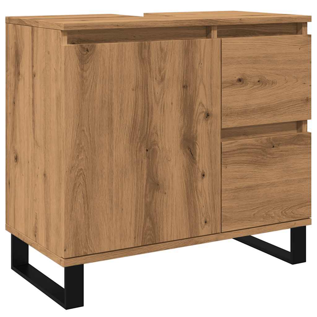 Armadietto da Bagno Rovere Artigianale 65x33x60cm in Truciolato