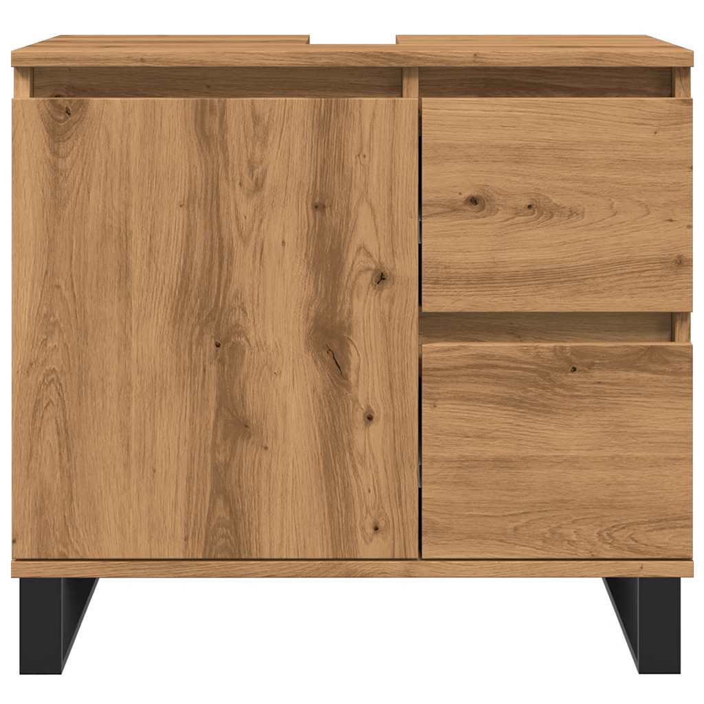 Armadietto da Bagno Rovere Artigianale 65x33x60cm in Truciolato