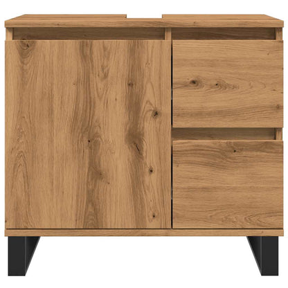 Armadietto da Bagno Rovere Artigianale 65x33x60cm in Truciolato