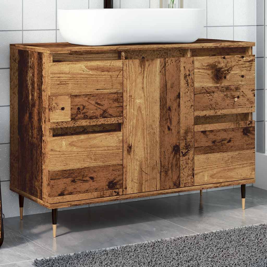 Mobile da Bagno Legno Antico 80x33x60 cm in Legno Multistrato