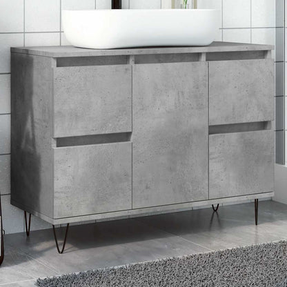 Armadietto da Bagno Grigio Cemento 80x33x60cm in Truciolato