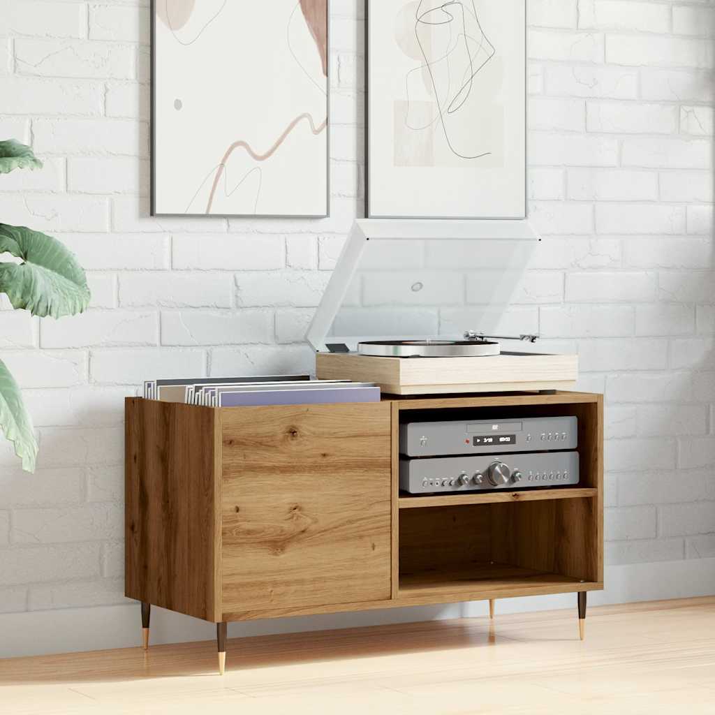 Mobile Porta Dischi Rovere Artigianale 84,5x38x48cm Multistrato