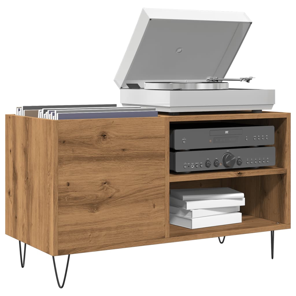 Mobile Porta Dischi Rovere Artigianale 84,5x38x48cm Multistrato