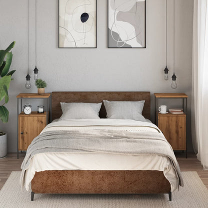 Comodini 2pz Rovere Artigianale 41x31x80cm in Legno Multistrato