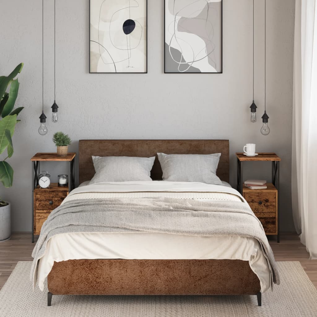 Comodini Legno Antico 2 pz 34x35,5x70 cm in Legno Multistrato
