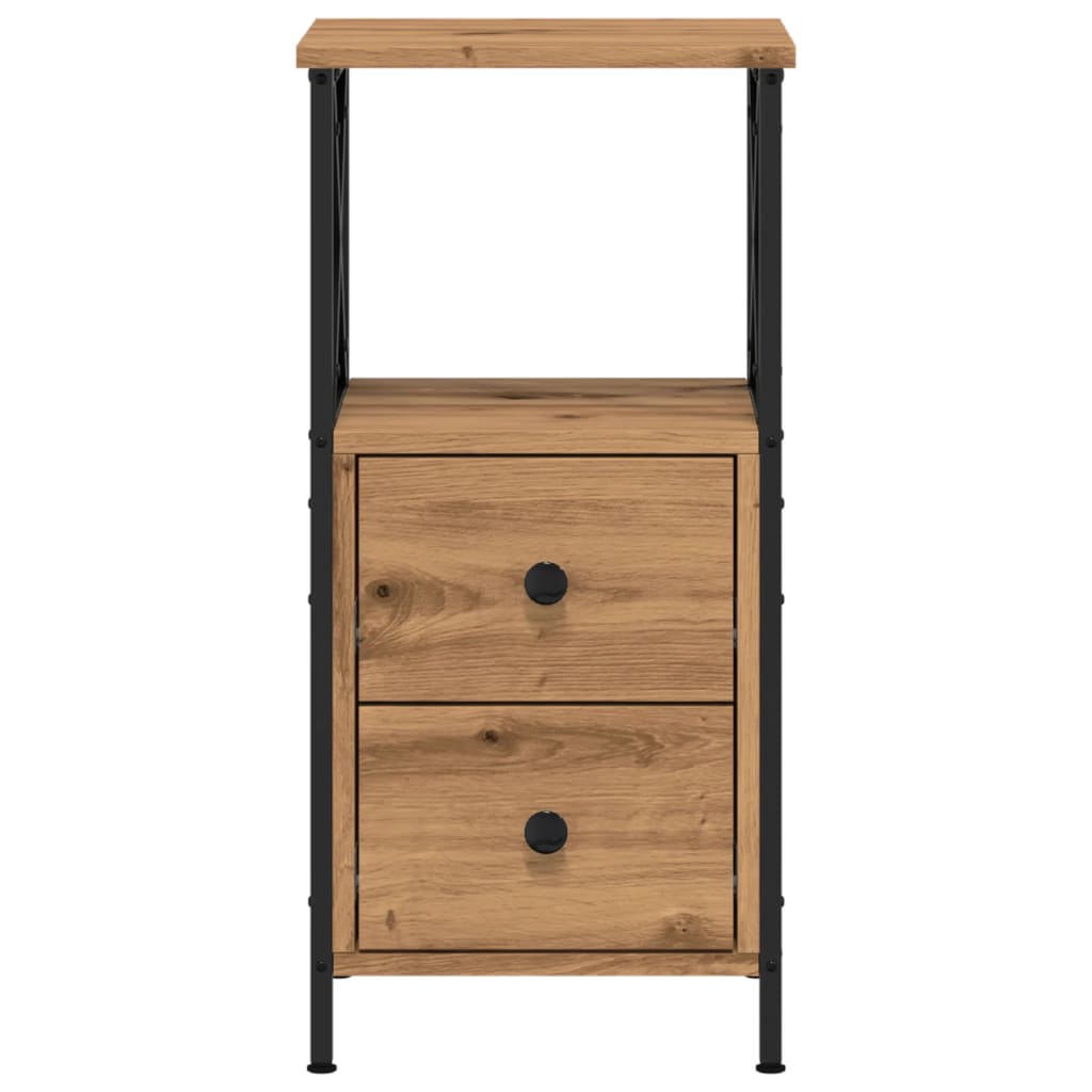 Comodini 2pz Rovere Artigianale 34x35,5x70 cm Legno Multistrato