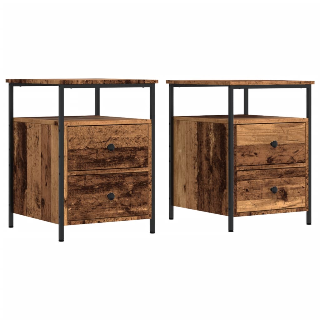 Comodini Legno Antico 2 pz 44x45x60 cm in Legno Multistrato