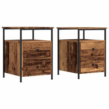 Comodini Legno Antico 2 pz 44x45x60 cm in Legno Multistrato