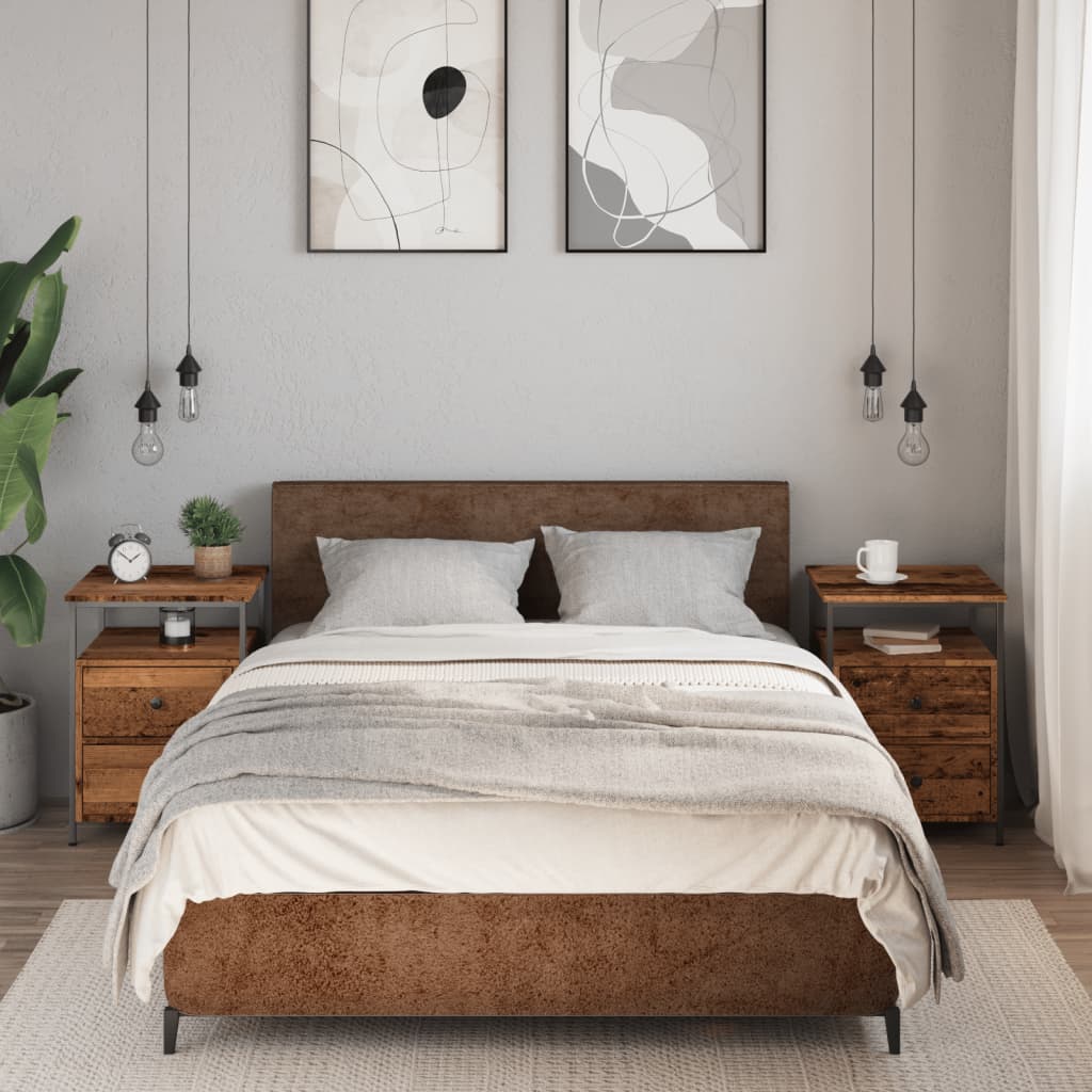 Comodini Legno Antico 2 pz 44x45x60 cm in Legno Multistrato