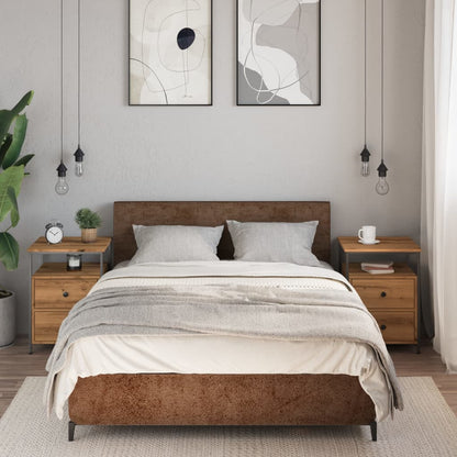 Comodini 2pz Rovere Artigianale 44x45x60cm in Legno Multistrato