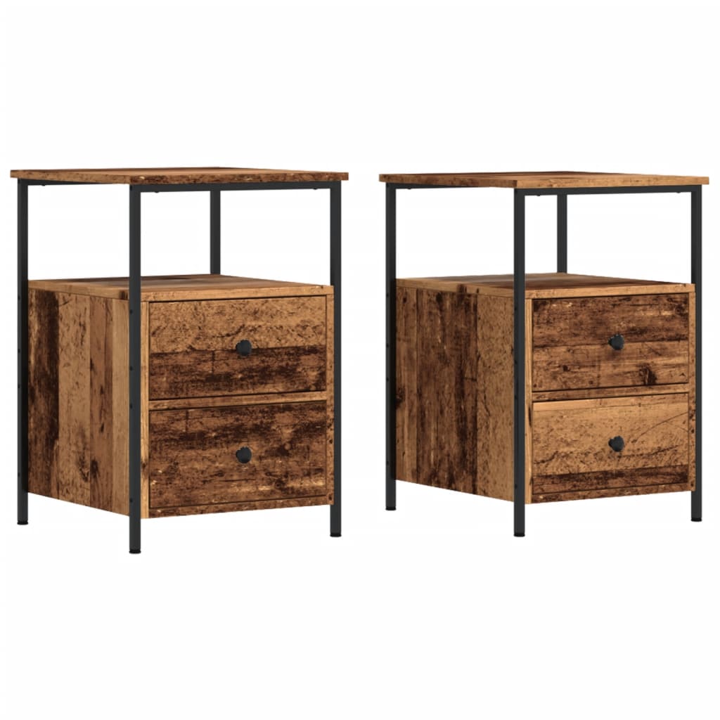 Comodini Legno Antico 2 pz 34x35,5x50 cm in Legno Multistrato