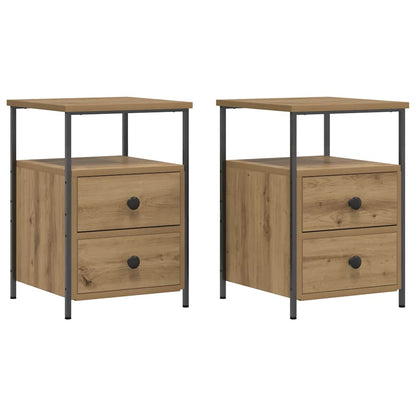 Comodini 2pz Rovere Artigianale 34x35,5x50 cm Legno Multistrato