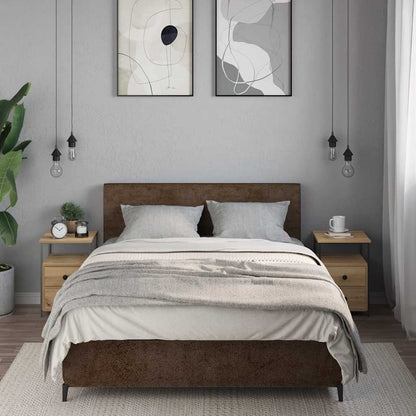 Comodini 2pz Rovere Artigianale 34x35,5x50 cm Legno Multistrato