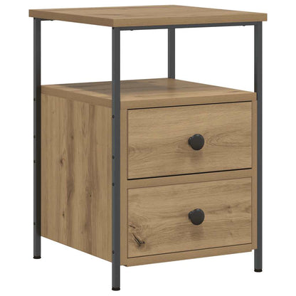 Comodini 2pz Rovere Artigianale 34x35,5x50 cm Legno Multistrato