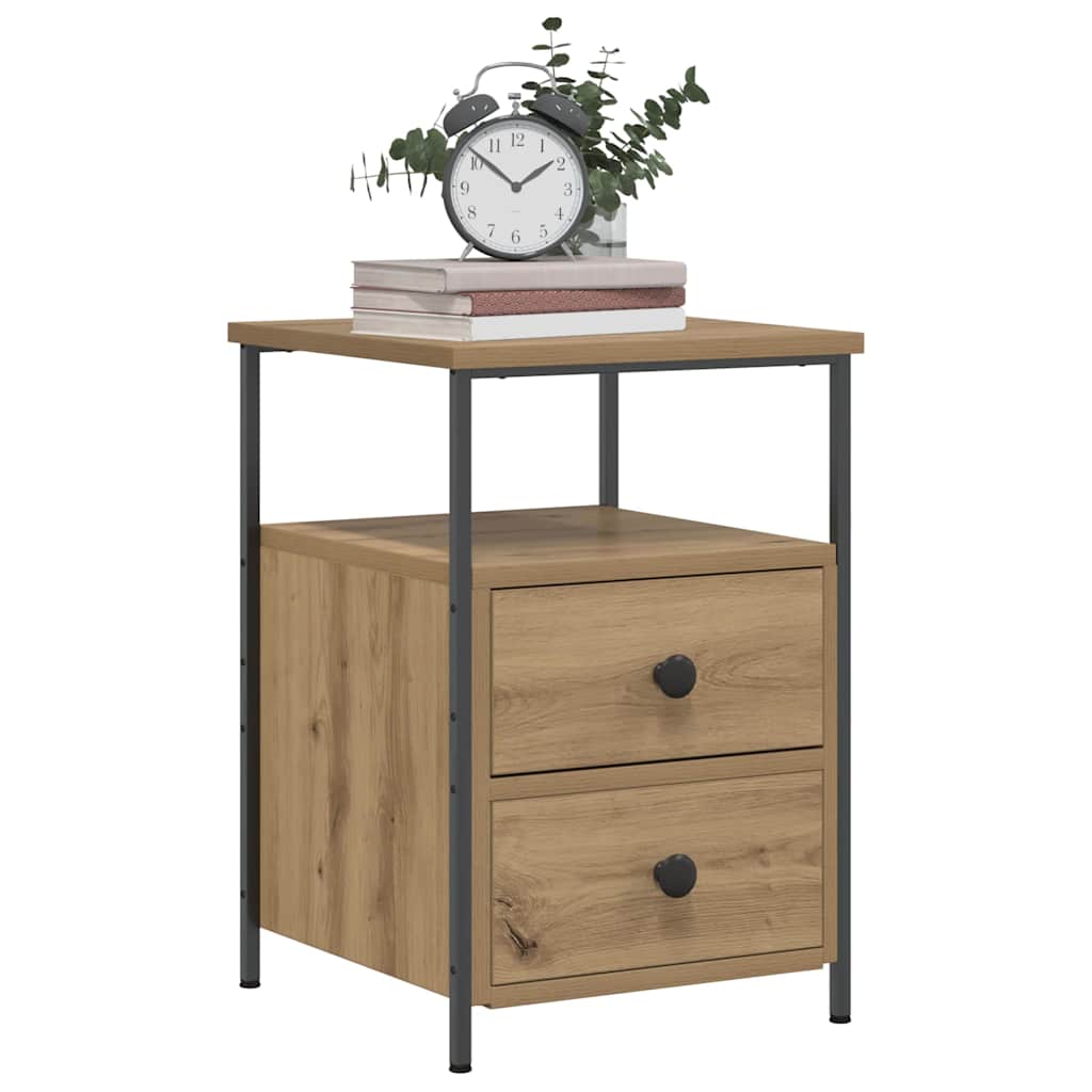 Comodini 2pz Rovere Artigianale 34x35,5x50 cm Legno Multistrato