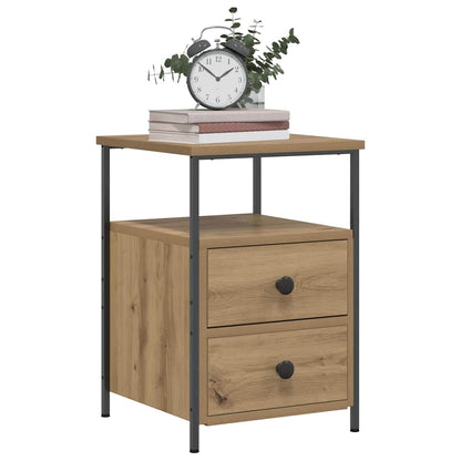 Comodini 2pz Rovere Artigianale 34x35,5x50 cm Legno Multistrato