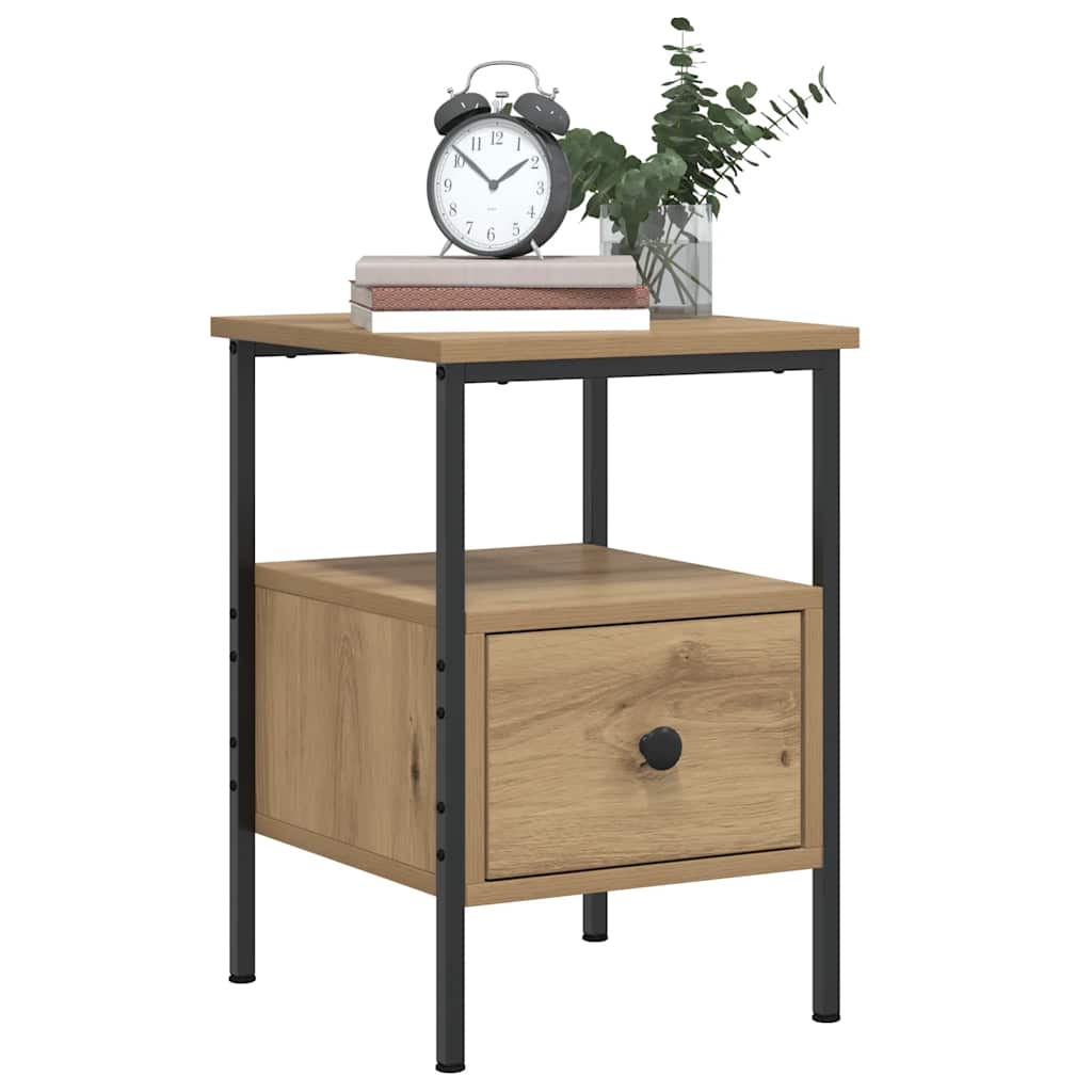 Comodini 2pz Rovere Artigianale 34x36x50cm in Legno Multistrato