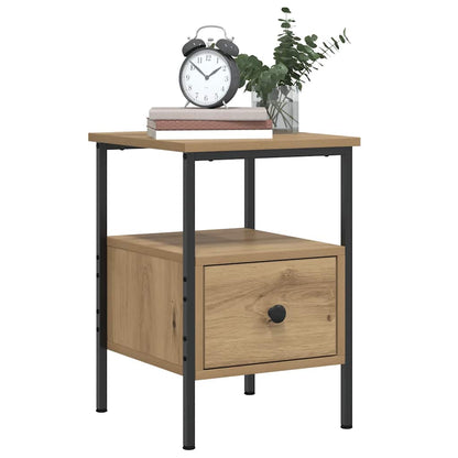 Comodini 2pz Rovere Artigianale 34x36x50cm in Legno Multistrato