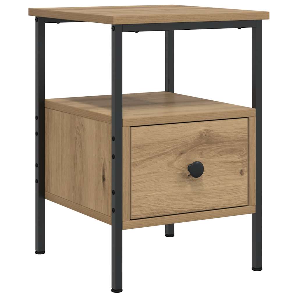 Comodini 2pz Rovere Artigianale 34x36x50cm in Legno Multistrato