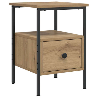 Comodini 2pz Rovere Artigianale 34x36x50cm in Legno Multistrato