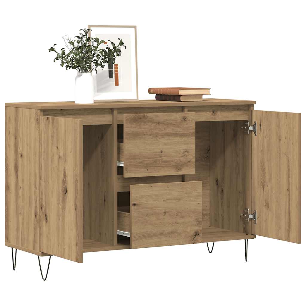 Credenza Rovere Artigianale 104x35x70 cm in Legno Multistrato