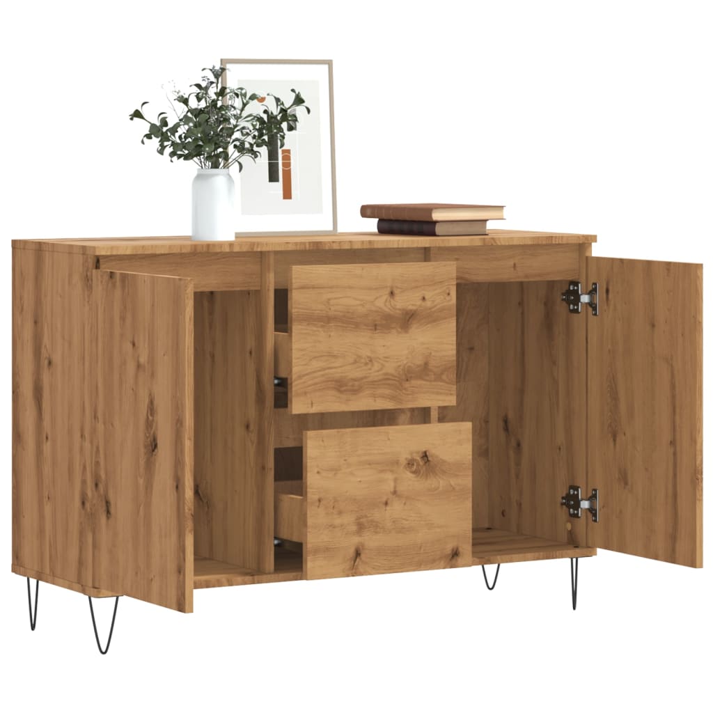 Credenza Rovere Artigianale 104x35x70 cm in Legno Multistrato