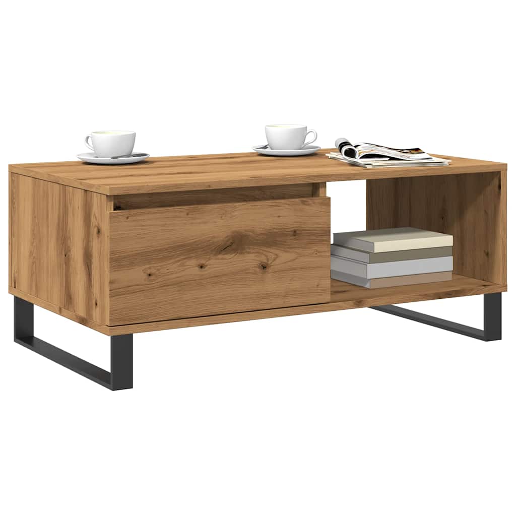 Tavolino da Salotto Rovere Artigianale 90x50x36,5 cm Truciolato