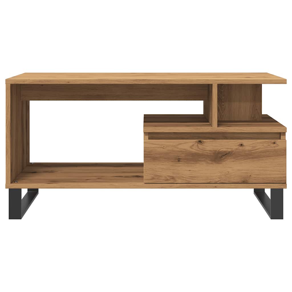 Tavolino Salotto Rovere Artigianale 90x49x45 cm Multistrato