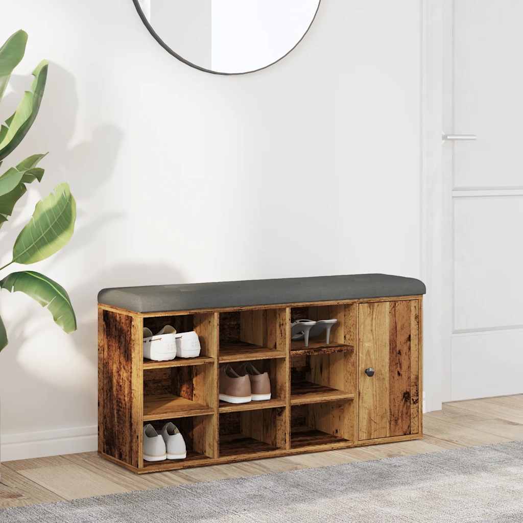 Panca Porta Scarpe Legno Antico 102x32x50 cm Legno Multistrato