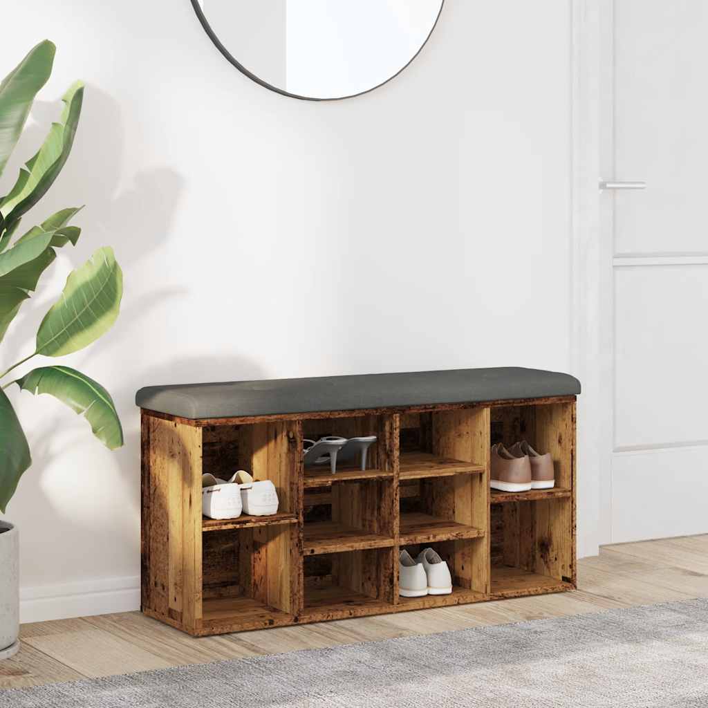 Panca Porta Scarpe Legno Antico 102x32x50 cm Legno Multistrato