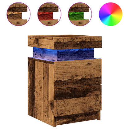 Comodino con LED Legno Antico 35x39x55 cm in Truciolato