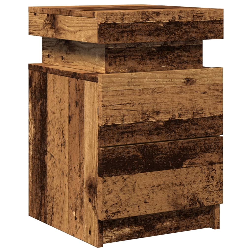 Comodino con LED Legno Antico 35x39x55 cm in Truciolato