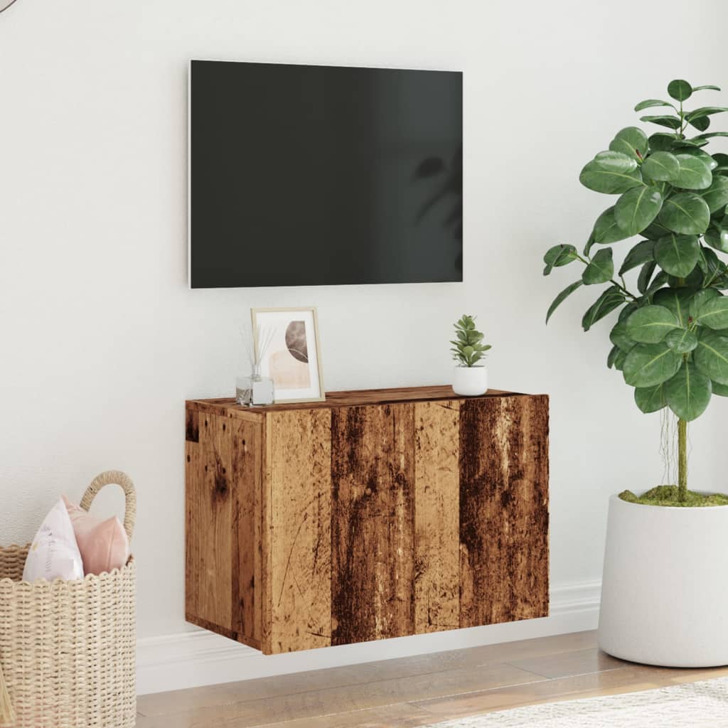 Mobile TV a Parete Legno Antico 60x30x41 cm