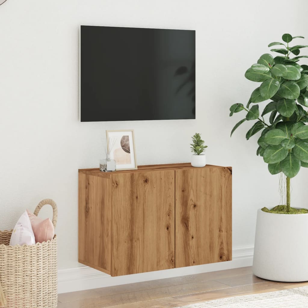 Mobile TV a Parete Rovere Artigianale 60x30x41 cm