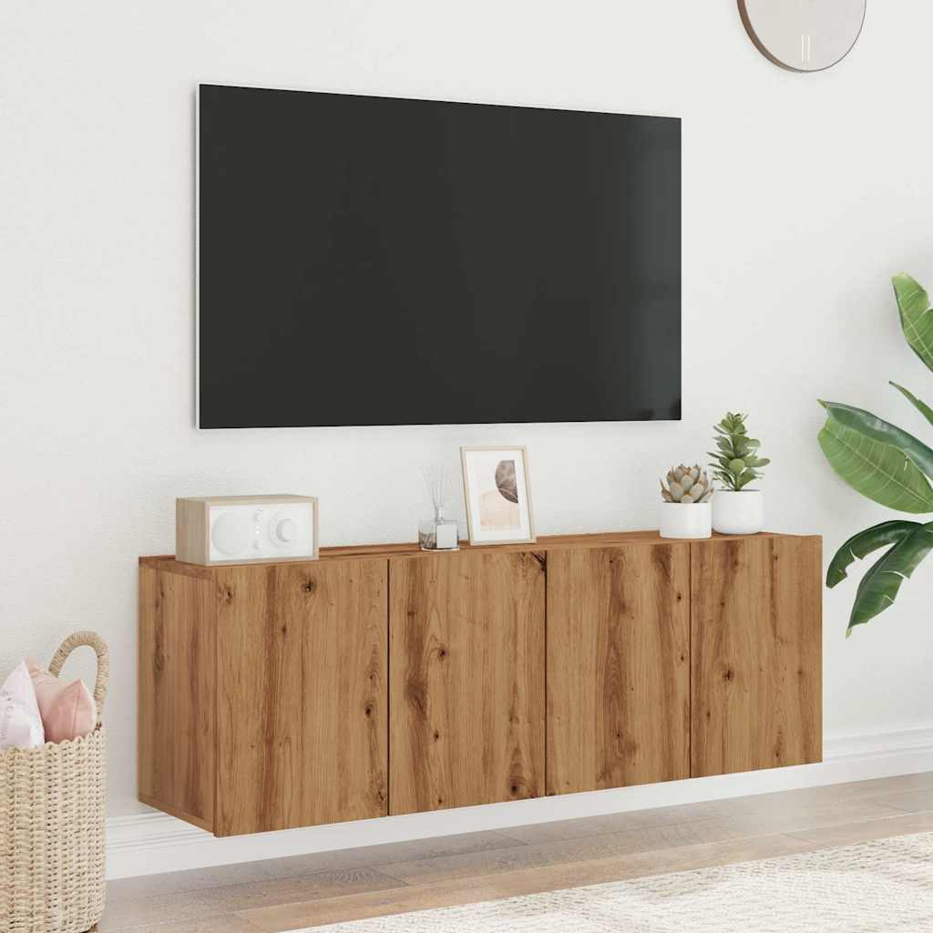 Mobili TV a Parete 2pz Rovere Artigianale 60x30x41 cm